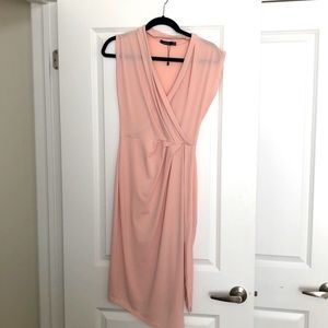 Blush pink wrap dress.